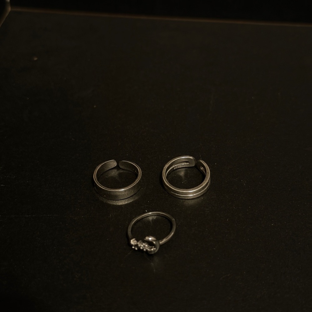 S925 Adjustable Elegant Silver Ring Set - image 1